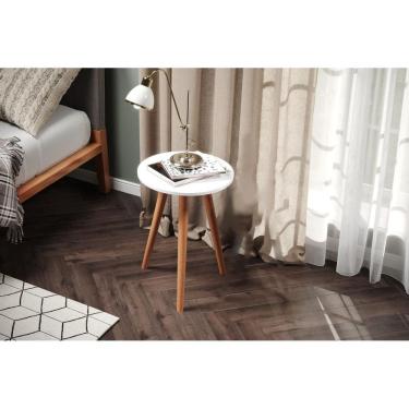 Imagem de Mesinha Apoiar Copos E Drinks Redonda Branca Pés Palito