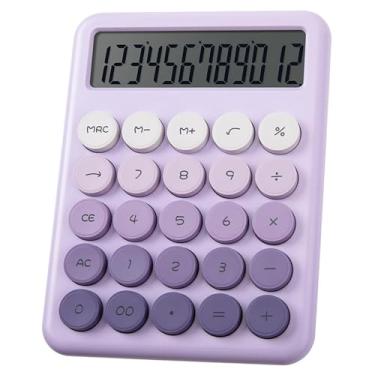 Imagem de Pacote com 1 calculadora de interruptor mecânico com visor LCD grande de 12 dígitos, linda calculadora básica com botão grande, almofada antiderrapante, cálculo preciso para casa, escola, escritório
