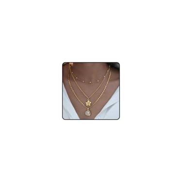 Imagem de Colar feminino com pingente de concha dourada em camadas, estrela-do-mar, pérola, banhado a ouro 14 k, corrente de pescoço empilhável, acessórios de joias havaianas para ela, Zinco, Sem Pedra Preciosa