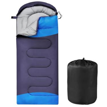 Imagem de OBTANIM Sacos de Dormir Portátil Impermeável Espessado Camping Saco de Dormir para Adultos e Crianças 4 Estações Clima Frio ou Quente Mochilão, Caminhadas, Montanhismo, Uso Interno e Exterior (Azul