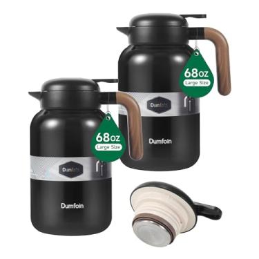 Imagem de Garrafa térmica de café de 1,927 g, 2 garrafas de café isoladas a vácuo de aço inoxidável para manter o calor, jarra de 2 litros para líquidos quentes (preto/preto)