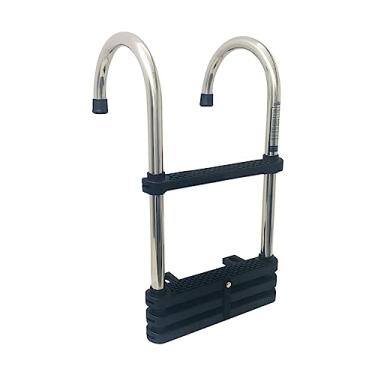 Imagem de Escada telescópica para barco, pontão marítimo, dobrável, escadas telescópicas de 4 degraus com pedal antiderrapante, escada de natação resistente para barco/piscina escada de piscina