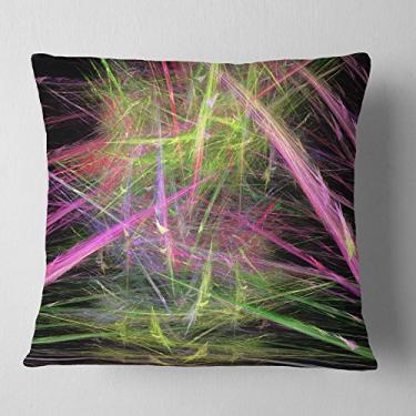 Imagem de Designart Green Pink Magical Fractal Pattern ' Abstrato Throw Sala de estar, sofá, enchimento de almofada de alta qualidade + capa de almofada impressa em ambos os lados 40,64 cm x 40,64 cm