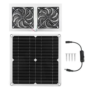 Imagem de Kit de Ventilador de Painel Solar à Prova D'água IPX65 Com Ventilador Duplo, Ventilador Movido a Energia Solar Eficiente de 25 W para Galpão de Vacas, Kit de Ventilador Solar