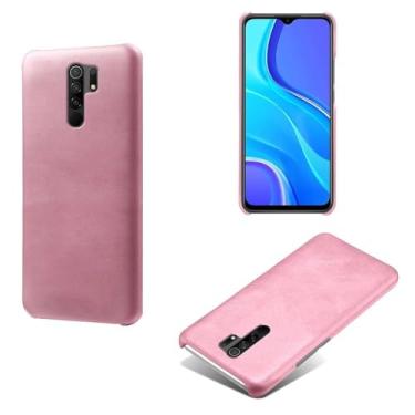 Imagem de Capa para Xiaomi Redmi 9 Prime,Proteção contra quedas,Casca de volta de cor sólida simples,Design de couro de imitação de plástico-Pink