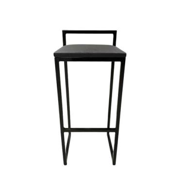 Imagem de Banqueta Bar Alta Quadrada modelo Pub com encosto preta assento preto 