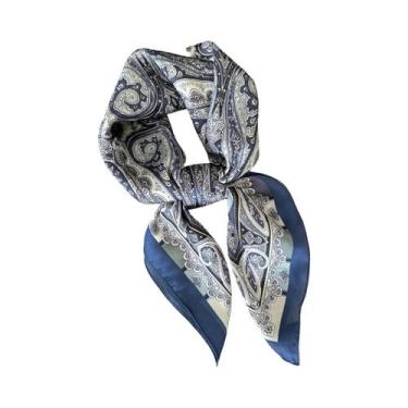 Imagem de Bandana Feminina De Cetim Macio 70x70cm Imitação De Seda Lenço Quadrad