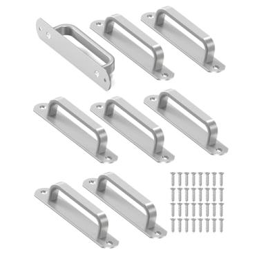 Imagem de Anobeyi Maçaneta deslizante de porta de celeiro de 14 cm - Puxadores de armário de ferragens de alumínio para gaveta, armário, chuveiro/vidro/galpão/cozinha/portas de portão de garagem com parafusos