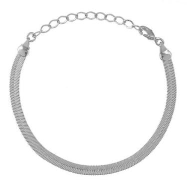 Imagem de Pulseira Feminina Laminada Banhada Prata 925 Espelhada - Papillon Semi