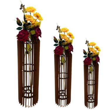 Imagem de Vaso de Chão Decorativo Grande MDF PENEDO - LENOBRE, Preto, Kit com 3 