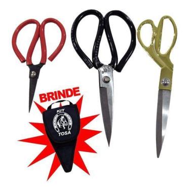 Imagem de Kit Tesouras Para Crina e Tosa em Cavalos 4 Peças Original - Couros Al