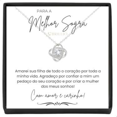Imagem de Presente Para Sogra Colar Feminino em Aço Inox Banhado a Prata com Zircônias Kit Presente Para Sogra Sou Nora Sou Genro (Sou Genro)