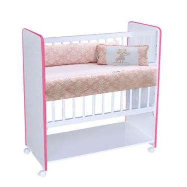 Imagem de Mini Berço New Baby Com Colchão e Grade Móvel - Bebe Completo, Rosa