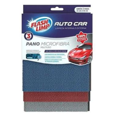 Imagem de Pano Microfibra Multiuso 3 Peças Carro Casa Flash Limp