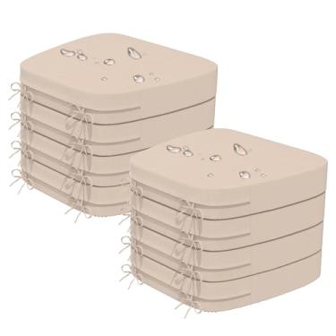 Imagem de Almofadas de cadeira de 43 x 40 cm x 6 cm de espessura para cadeiras de jantar, pacote com 8 almofadas de cadeira de cozinha à prova d'água e fácil de limpar com laços e suporte antiderrapante