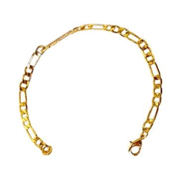 Imagem de Pulseira Masculina Elos Fígaro 3 Em 1 Folheado Em Ouro 18k