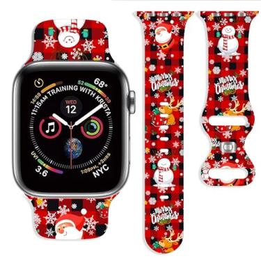 Imagem de Pulseira de Natal compatível com Apple Watch Ultra, séries 10, 9, 8, 7, 6, 5, 4, 3, 2 e 1 de 38 mm, 40 mm, 41 mm, 42 mm, 45 mm, 46 mm, 49 mm, SE, 38 0 mm, 40 mm, 40 mm, 41 mm, 41 mm, 44 mm, 46 mm, 2 e