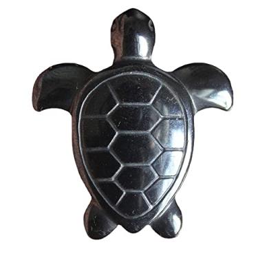 Imagem de Tartaruga marinha hematita de 3,8 cm para colar com pingente de contas