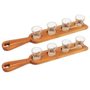 Imagem de Tábua de shot tequila cachaça doses tábua de madeira e copos