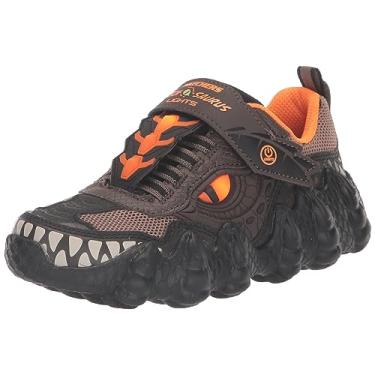 Imagem de Skechers Tênis infantil unissex Skech-o-Saurus Lights-Dino-tr, Carvão/Laranja, 4 Big Kid