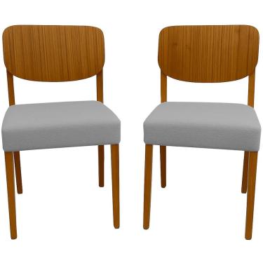 Imagem de Kit 2 Cadeiras Barcelona em Linho Madeira HR Cor Cinza
