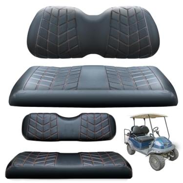 Imagem de PZWLI Kit de capas de assento de carrinho de golfe 4 peças, capas de assento dianteiras e traseiras serve para almofada de assento padrão Club Car Precedent, acessórios de capas de assento de vinil de