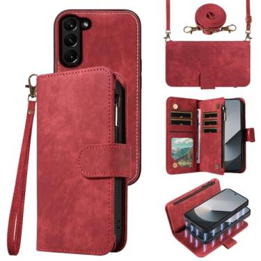 Imagem de Asuwish Capa de telefone para Samsung Galaxy Z Fold 6 5G 2024 com zíper carteira magnética destacável com cordão transversal ombro suporte para cartão ZFold6 Z6 G Fold6 6Z mulheres homens meninas