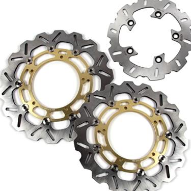 Imagem de Arashi Discos de freio dianteiros traseiros rotores para Yamaha YZF R1 2007-2014, acessórios de substituição de motocicleta dourado