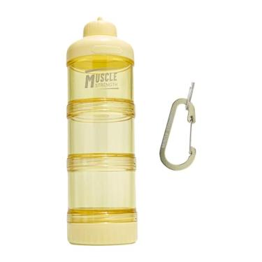 Imagem de predolo Recipiente de proteína em pó com dispensador de proteína Recipiente para alimentos para academia de ginástica e esportes, Amarelo