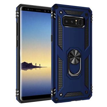 Imagem de SORAKA Capa para Samsung Galaxy Note8 com suporte de anel capa protetora para Samsung Galaxy Note8 capa traseira de policarbonato rígido com placa de metal para celular magnético suporte de carro azul