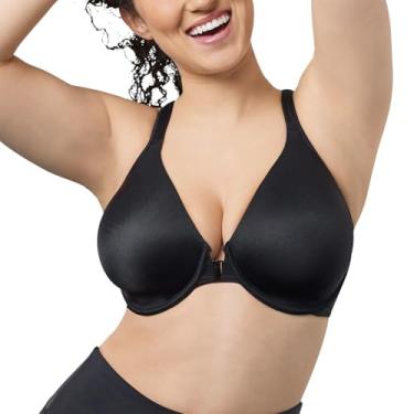 Imagem de Leading Lady Sutiã feminino plus size com fecho frontal e costas nadador, Preto, 38C