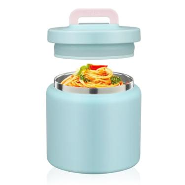 Imagem de JXXM 13,5 Oz Thermo Food Jar para Alimentos Quentes e Frios para Crianças, Recipientes de Almoço Isolados, Pote de Comida Quente, À Prova de Vazamento, Vácuo, Aço Inoxidável, Boca (, Azul Gelo (13)