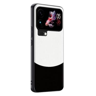 Imagem de HAOMRIYL Capa fina para Xiaomi 17 Pro Max/17 Pro/17, capa de couro leve fina emenda cor textura proteção negócios capa à prova de choque, branca, 17 Pro