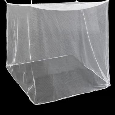 Imagem de Mindsoft Mosquiteiro de 4 cantos para mosquiteiros para camas, rede de dossel de cama, cortinas de cama retangulares para acampamento, casa, viagens ao ar livre (branco, C 223 x L 199 x A 199