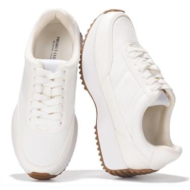 Imagem de Project Cloud Tênis feminino – Palmilha de espuma viscoelástica e sapatos leves de mola – Sapatos modernos antiderrapantes com cadarço – Tênis moderno para mulheres, Creme, 35