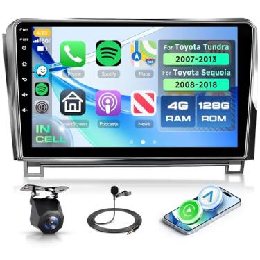 Imagem de 4 + 128 G Android estéreo automotivo para Toyota Tundra 2007-2013/Toyota Sequoia 2008-2018 sem fio Carplay Android Auto Radio, tela sensível ao toque 10,1 polegadas, conexão espelhada, Bluetooth, GPS