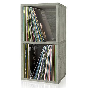Imagem de Way Basics Prateleira de suporte vintage para toca-discos 140 LP Records, London Grey