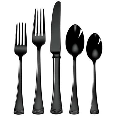 Imagem de Conjunto de Talheres, Sofisticação e Durabilidade para Sua Casa com 20 Peças e Material de Aço Inoxidável, LENOX 893677, Preto
