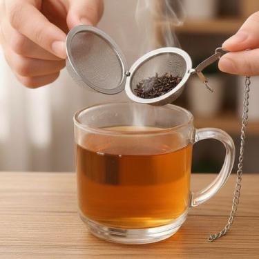 Imagem de Infusor de Chá em Aço Inox, Mini Peneira Coador Filtro Difusor de Ervas Infusão com Corrente Portátil Reutilizável Ecológico Malha Fina Reforçado - Luiggi Presentes® - 3 unidades