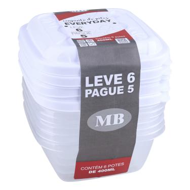 Imagem de Conjunto de Potes Plásticos Mb Everyday com 6 Peças 400ml - Item Sortido