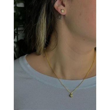 Imagem de Conjunto Coração com Cruz - Banho de 02 Milésimos com Verniz Protetivo