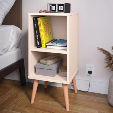 Imagem de Kit 2 Mesa de Cabeceira para Quarto Charme Cores Apoio de Cama Mesinha 61x30x30cm(UNITARIO OFF WHITE TOTAL)