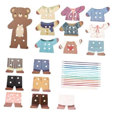 Imagem de menolana Brinquedo de enfiar com cadarço de madeira, suprimentos pré-escolares, coordenação olho-mão, resistente para crianças pequenas, habilidades motoras