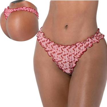 Imagem de Calcinha Fio Dental Frufru DeMillus em Tule Elástico, Rosa blush, GR
