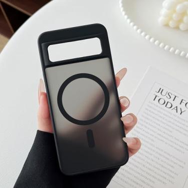 Imagem de ZCDAYE Capa para Google Pixel 8 compatível com Magsafe, capa de telefone transparente fosca à prova de choque anti-impressão digital para Google Pixel 8 (6,2 polegadas), preta