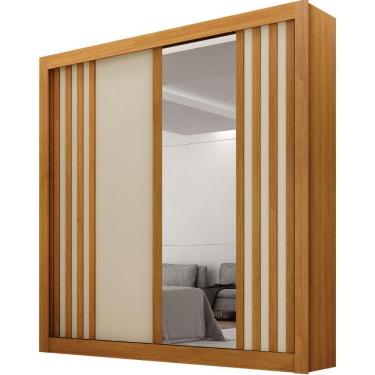 Imagem de Guarda Roupa Milano Cinamomo Off White 2 Portas Com Espelho 2 Gavetas Leifer Móveis