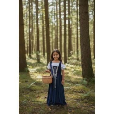 Imagem de Vestido Camponesa medieval azul marinho com blusinha ciganinha - Princ