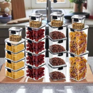 Imagem de Kit 18 Potes Herméticos c/Trava Organizadores e Armazenamento de Alimentos