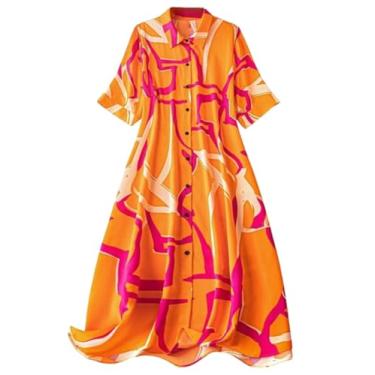 Imagem de Leriya Fashion Vestido feminino | Vestido de uma peça para mulheres | Vestido de praia para mulheres, Laranja, GG