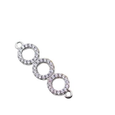 Imagem de Conector de joias Infinity Loop com pingente de laço infinito, conector de joias CZ para mulheres, minicamuleto banhado a platina preto ou ouro rosa para artesanato DIY, ideal para fazer joias